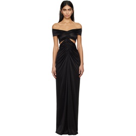 Atlein Black Ruched Maxi Dress 241302F055019