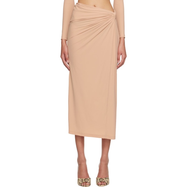  Atlein Beige Knotted Maxi Skirt 231302F092001