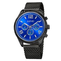 August Steiner MEN'S Stainless Steel Mesh Blue Dial Watch AS8196BKBU