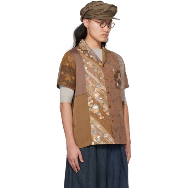  Aviva Jifei Xue Brown Patchwork Shirt 241201M192002