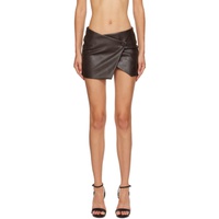 Aya Muse Brown Mille Faux-Leather Miniskirt 232188F090009