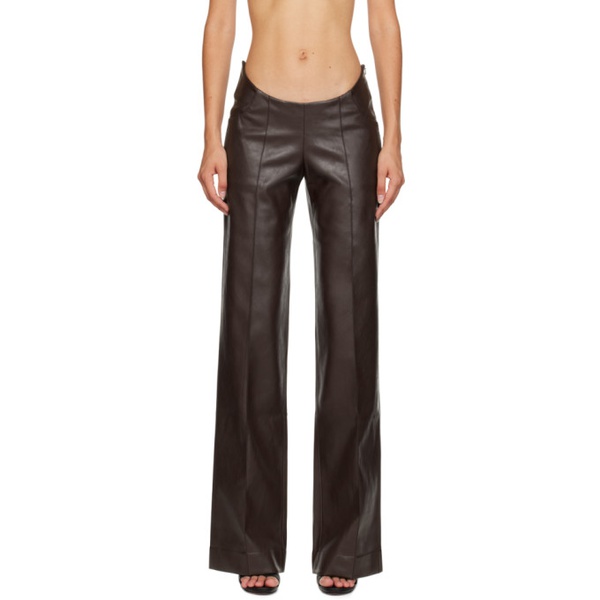  Aya Muse Brown Tolobu Faux-Leather Trousers 232188F087019