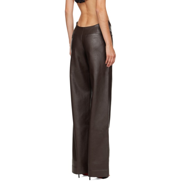  Aya Muse Brown Tolobu Faux-Leather Trousers 232188F087019