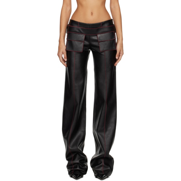  Aya Muse Black Etica Faux-Leather Trousers 241188F087022