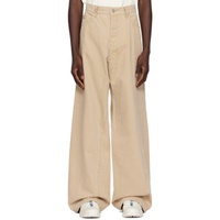 B1ARCHIVE Khaki Wide Leg 5 Pocket Jeans 241198M186003