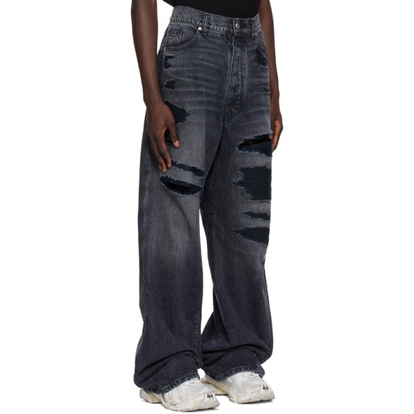  B1ARCHIVE Black Wide Leg 5 Pocket Jeans 241198M186005