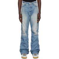 B1ARCHIVE Blue Shirred Kickflare Jeans 241198M186001