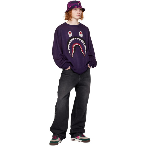  베이프 BAPE Purple Shark Sweater 232546M201002