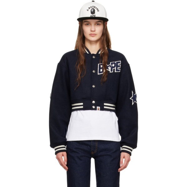  Navy 베이프 BAPE STA Bomber Jacket 241546F058002