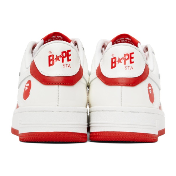  베이프 BAPE White & Red STA #6 Sneakers 241546F128038