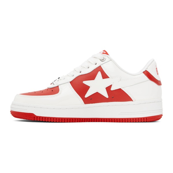  베이프 BAPE White & Red STA #6 Sneakers 241546F128038