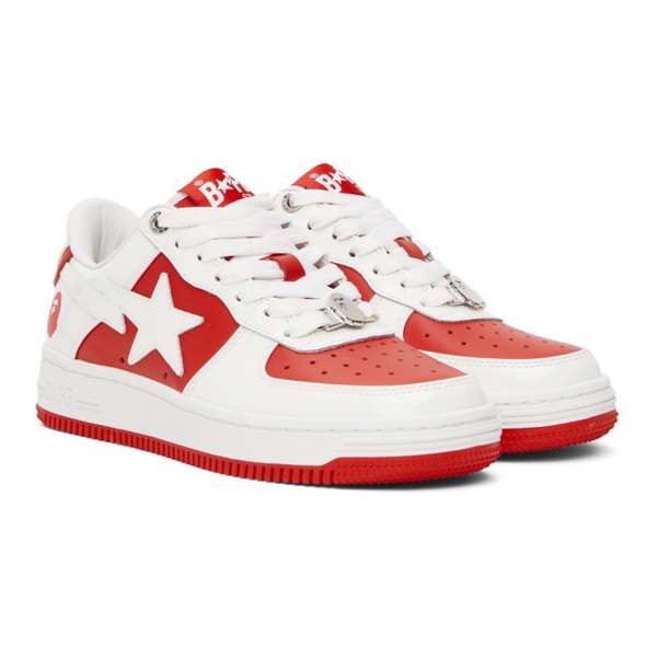 베이프 BAPE White & Red STA #6 Sneakers 241546F128038