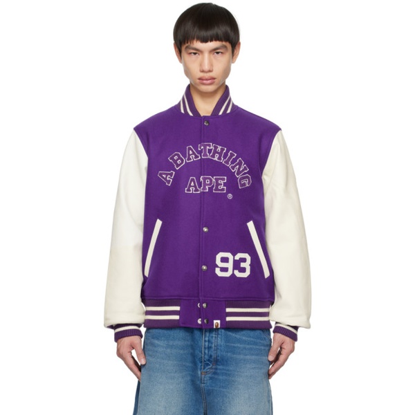  베이프 BAPE Purple Giant Ape Head Bomber Jacket 222546M175004