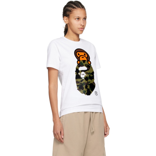  베이프 BAPE White 1st Camo Milo On Big Ape Head T-Shirt 241546F110067