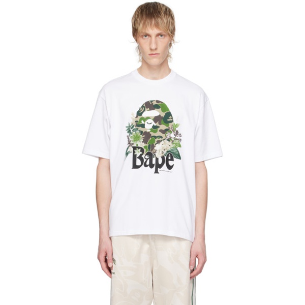  베이프 BAPE White Flora Big Ape Head T-Shirt 241546M213106