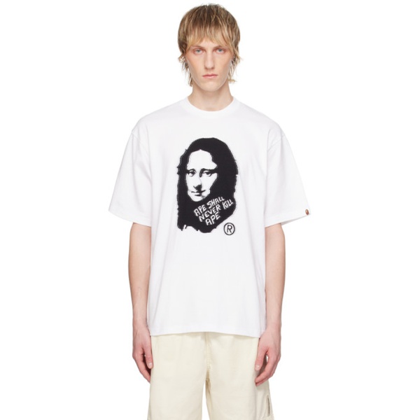  베이프 BAPE White Art Print T-Shirt 241546M213019