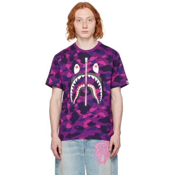  베이프 BAPE Purple Color Camo Shark T-Shirt 232546M213186