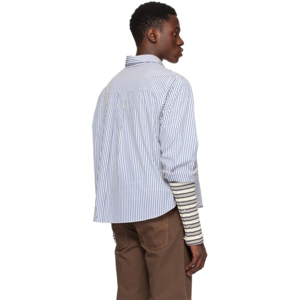  BLUEMARBLE White & Blue Smiley Stripe Shirt 241950M192001