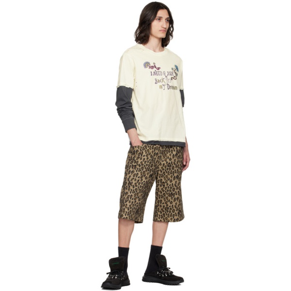  BLUEMARBLE Beige & Brown Leopard Shorts 241950M193001