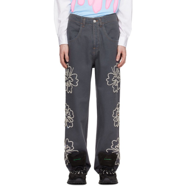  BLUEMARBLE Gray Embroidered Jeans 241950M186000