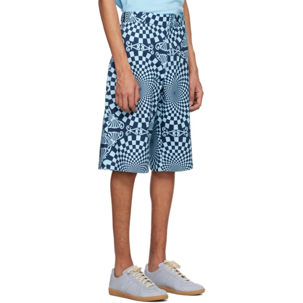  BLUEMARBLE Blue Folk Checkerboard Shorts 231950M193001