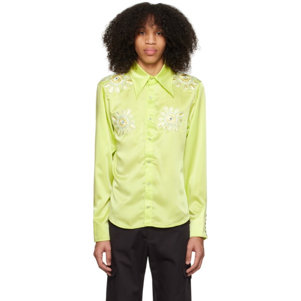  BLUEMARBLE Green Embroidered Shirt 231950M192002