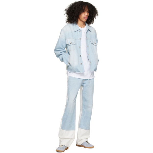  BLUEMARBLE Blue & White Frayed Denim Jacket 231950M177000
