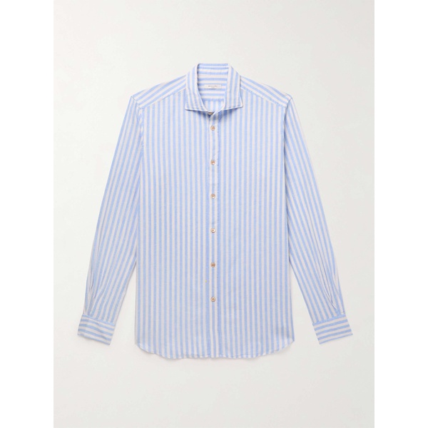  BOGLIOLI Cutaway-Collar Striped Linen and Cotton-Blend Shirt 1647597322912826