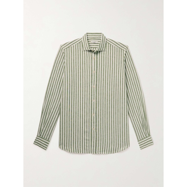  BOGLIOLI Cutaway-Collar Striped Linen and Cotton-Blend Shirt 1647597322912789