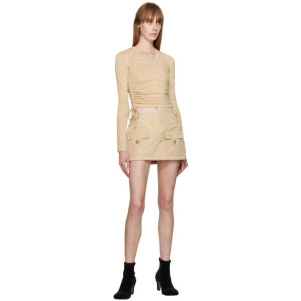  BONBOM Beige Flap Pocket Miniskirt 222253F090010