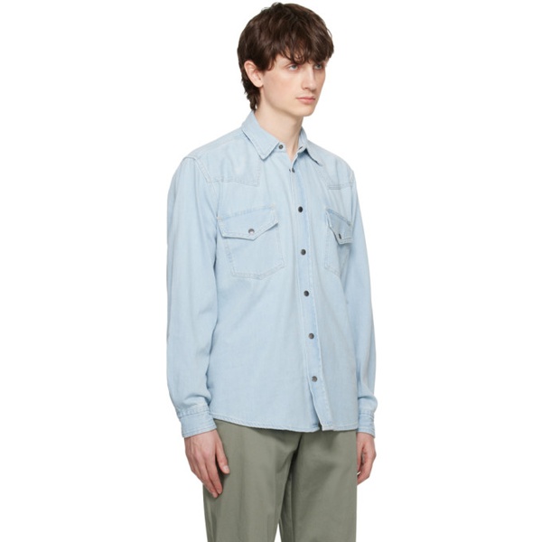  BOSS Blue Relaxed-Fit Denim Shirt 231085M192020