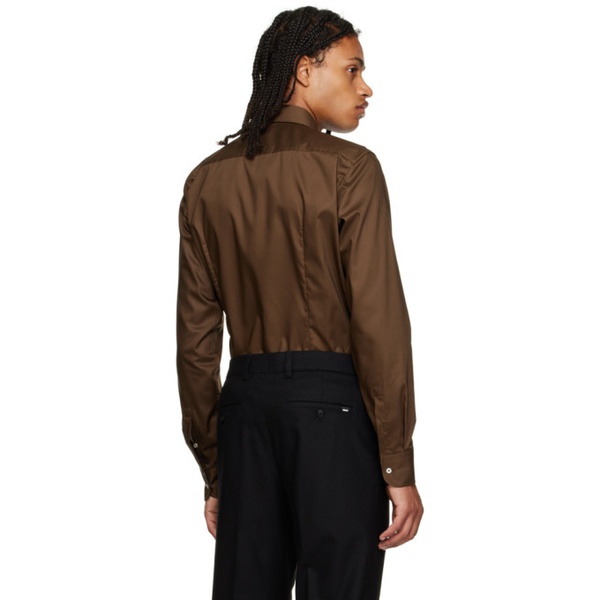  BOSS Brown Darted Long Sleeve Shirt 232085M192023