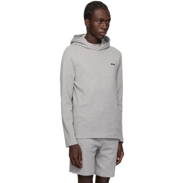  BOSS Gray Embroidered Hoodie 241085M202014