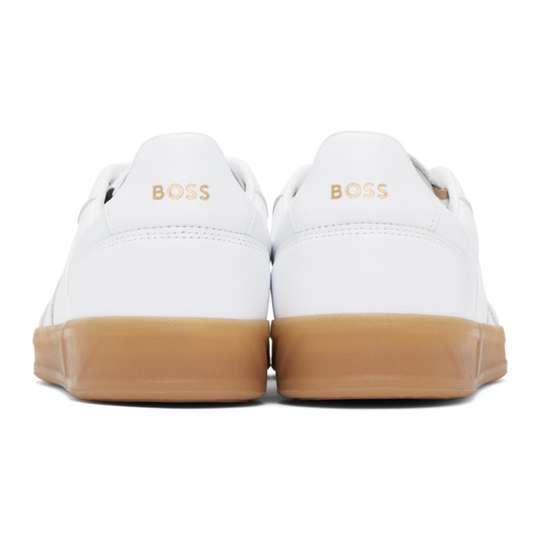  White Leather & Suede Embossed Logos Sneakers 241085M237017