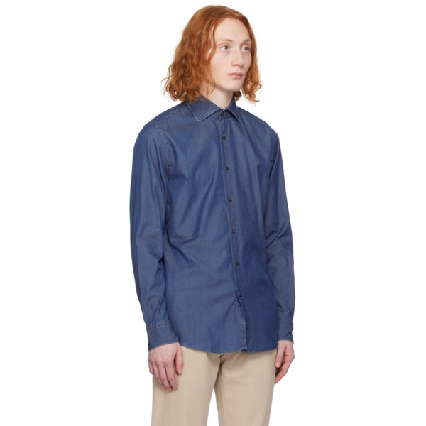  BOSS Blue Slim-Fit Denim Shirt 241085M192018