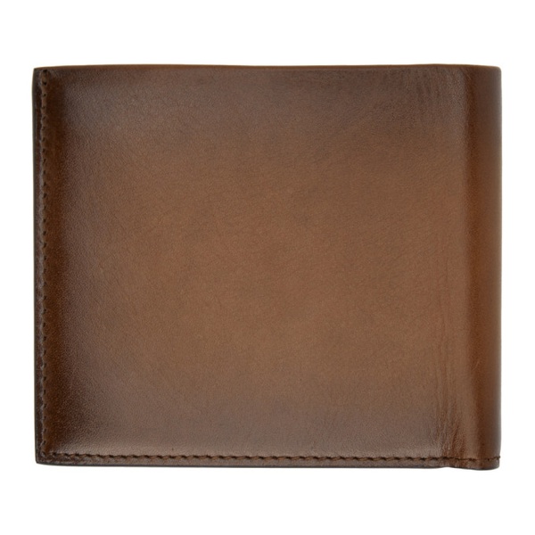  BOSS Brown Leather Polished Lettering Wallet 241085M164008