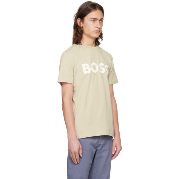  BOSS Beige Rubber-Print T-Shirt 241085M213084