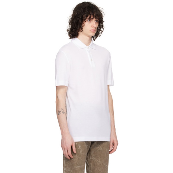  BOSS White Embroidered Polo 241085M212071