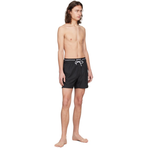  BOSS Black Printed Swim Shorts 241085M208021