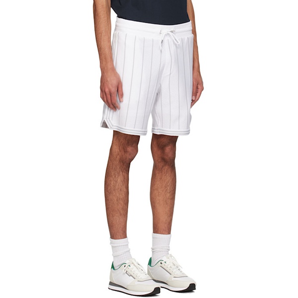  BOSS White & Gray Stripe Shorts 241085M193060
