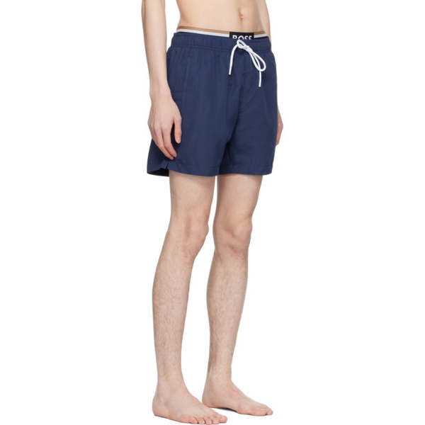  BOSS Navy Printed Swim Shorts 241085M208038
