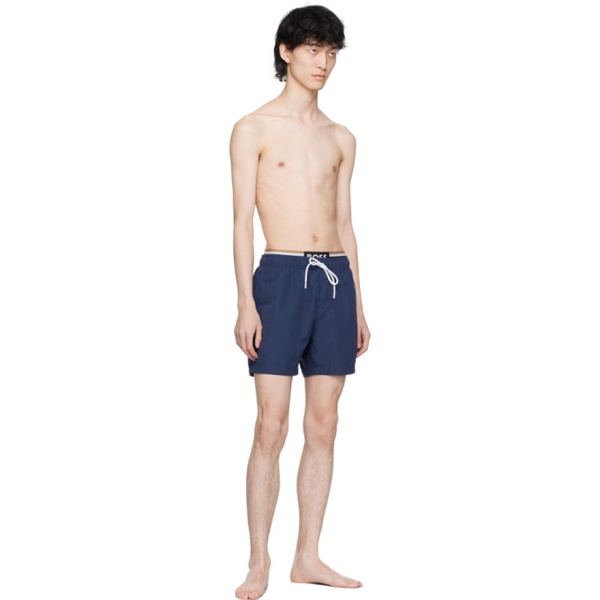  BOSS Navy Printed Swim Shorts 241085M208038