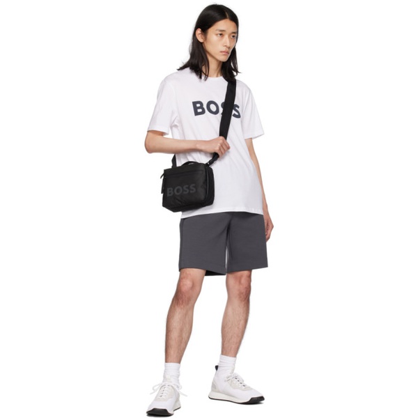  BOSS White Structured Knit Sneakers 232085M237000