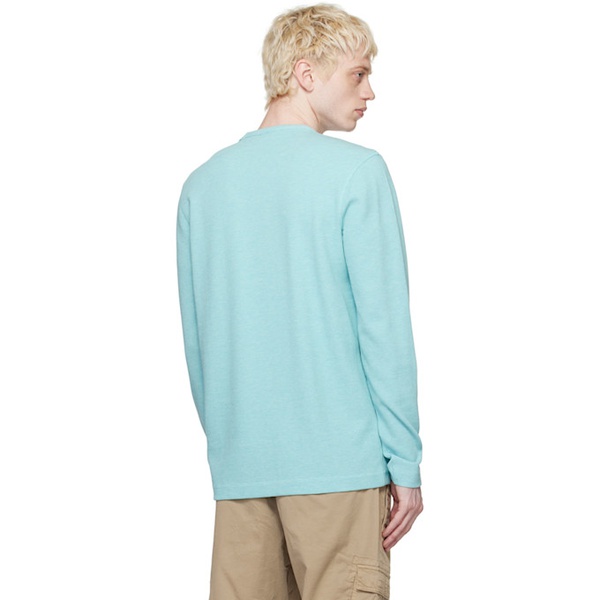  BOSS Blue Structured Long Sleeve T-Shirt 231085M204023