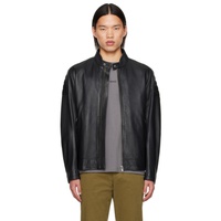 BOSS Black Zip Leather Jacket 242085M181001