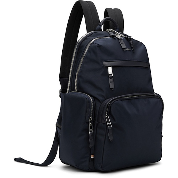  BOSS Navy Structured-Material Backpack 242085M166003