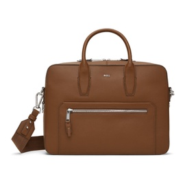 BOSS Brown Grained Briefcase 242085M167001