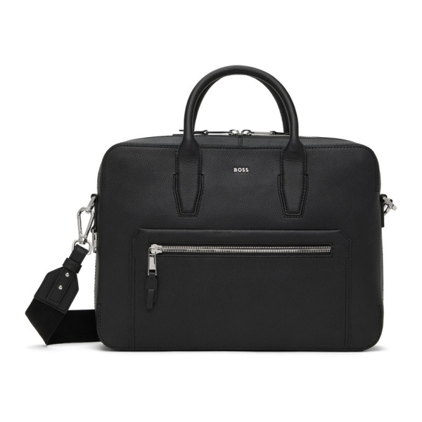  BOSS Black Grained Leather Briefcase 242085M167006