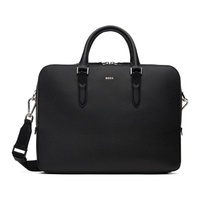 BOSS Black Structured Leather Briefcase 242085M167002