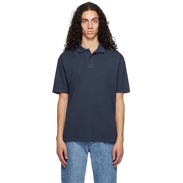  BOSS Blue Embroidered Polo 242085M212013